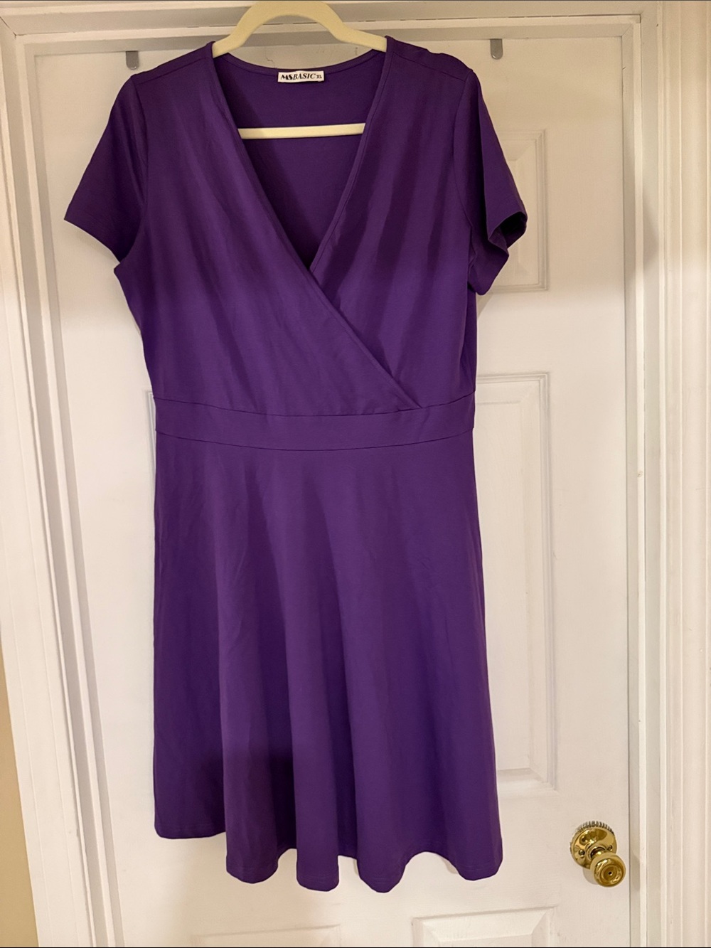 Purple Wrap-Style Midi Dress